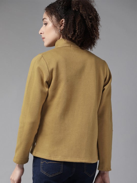 Women Brown Solid Tailored Jacket