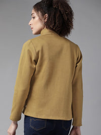 Thumbnail for Women Brown Solid Tailored Jacket