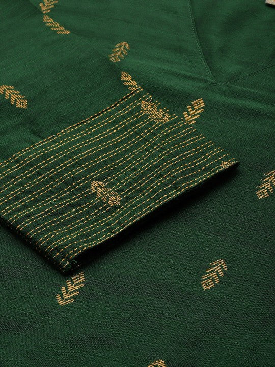 women-green-&-gold-toned-ethnic-motifs-dobby-kurta