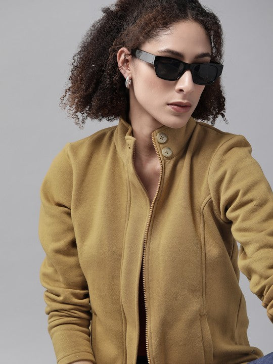 Women Brown Solid Tailored Jacket