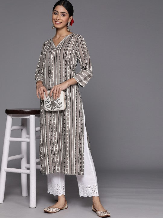 Women Blue & White Printed Kurta