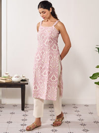 Thumbnail for Women Pink & Magenta Printed Strappy Straight Kurta