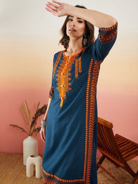 Thumbnail for Floral Yoke Printed Mirror Work Kurta