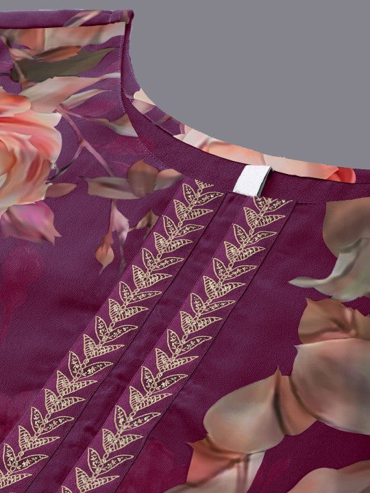 Plus Size Floral Printed Georgette Kurta