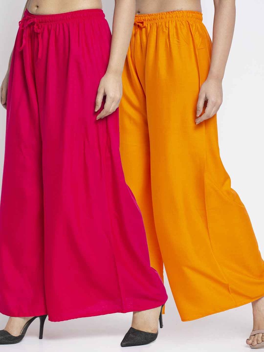 Women Pink & Green 2 Palazzos