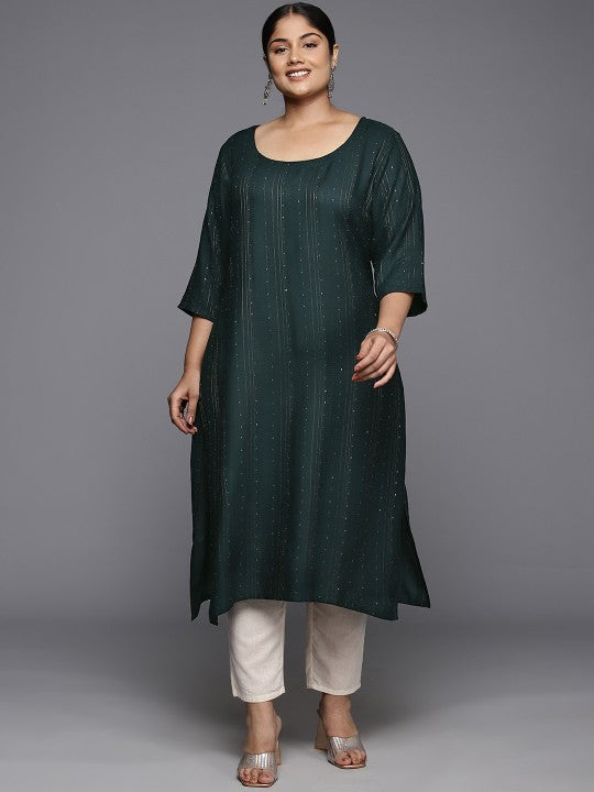 Plus Size Embroidered Sequinned Kurta