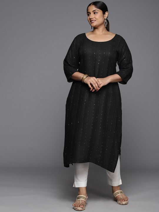 Plus Size Embroidered Sequinned Kurta