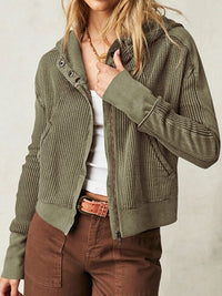 Thumbnail for green-self-design-hooded-bomber-jacket