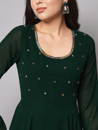 Thumbnail for Women Burgundy Ethnic Motifs Georgette Anarkali Kurta