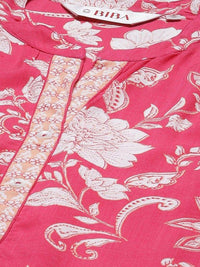Thumbnail for mandarin-collar-floral-printed-a-line-kurta