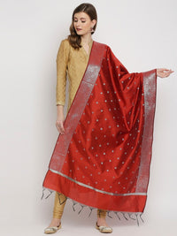Thumbnail for Women Navy Blue & Silver-Toned Woven Design Dupatta