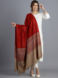 Thumbnail for women-red-hand-woven-design-wool-shawl