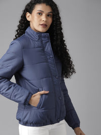 Thumbnail for Women Grey Solid Padded Jacket
