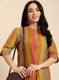 Thumbnail for women-striped-cotton-kurta