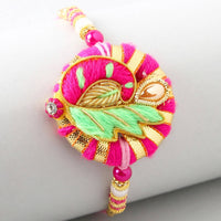 Thumbnail for Bright Peacock Zardosi Rakhi & Kaju Katli Box