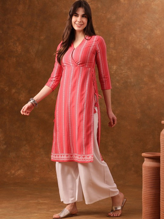striped-straight-kurta-with-side-tie-ups