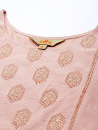 Thumbnail for women-pink-ethnic-motifs-yoke-design-kurta