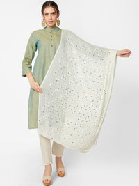 Thumbnail for Pink Ethnic Motifs Embroidered Dupatta with Mirror Work