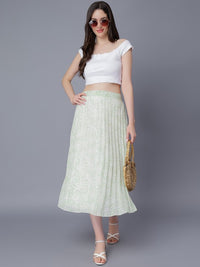 Thumbnail for Women Red & White Floral Printed A-Line Knee-Length Skirts