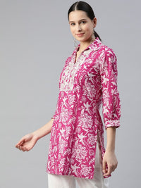 Thumbnail for shirt-collar-printed-cotton-cambric-tunic