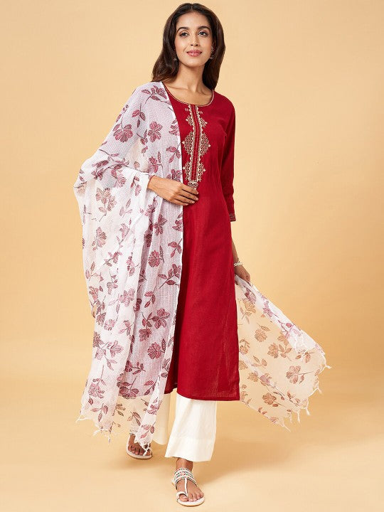 White & Blue Printed Dupatta