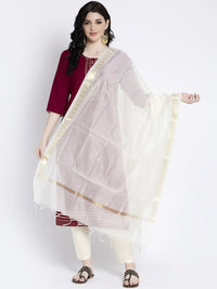 Thumbnail for women-off-white-&-gold-coloured-printed-dupatta