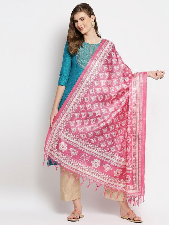 women-pink-&-cream-coloured-ethnic-motifs-printed-art-silk-dupatta