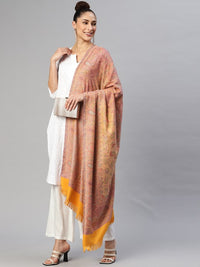 Thumbnail for Women White & Pink Paisley Woven Design Shawl
