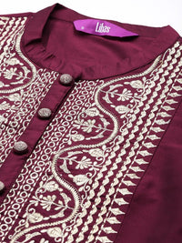 Thumbnail for women-ethnic-motifs-embroidered-regular-sequinned-kurta-with-trousers-&-with-dupatta