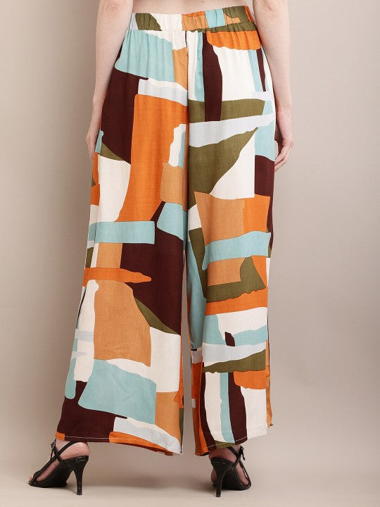 Colourblocked Wide Leg Palazzos
