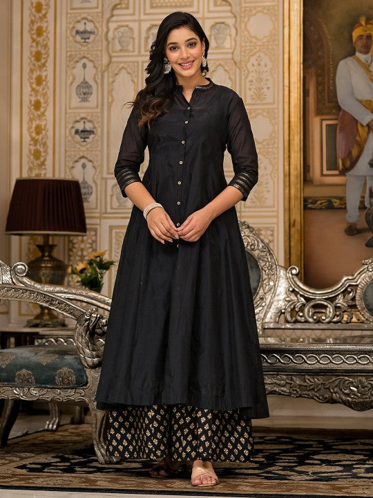 Women Green Solid Anarkali Kurta