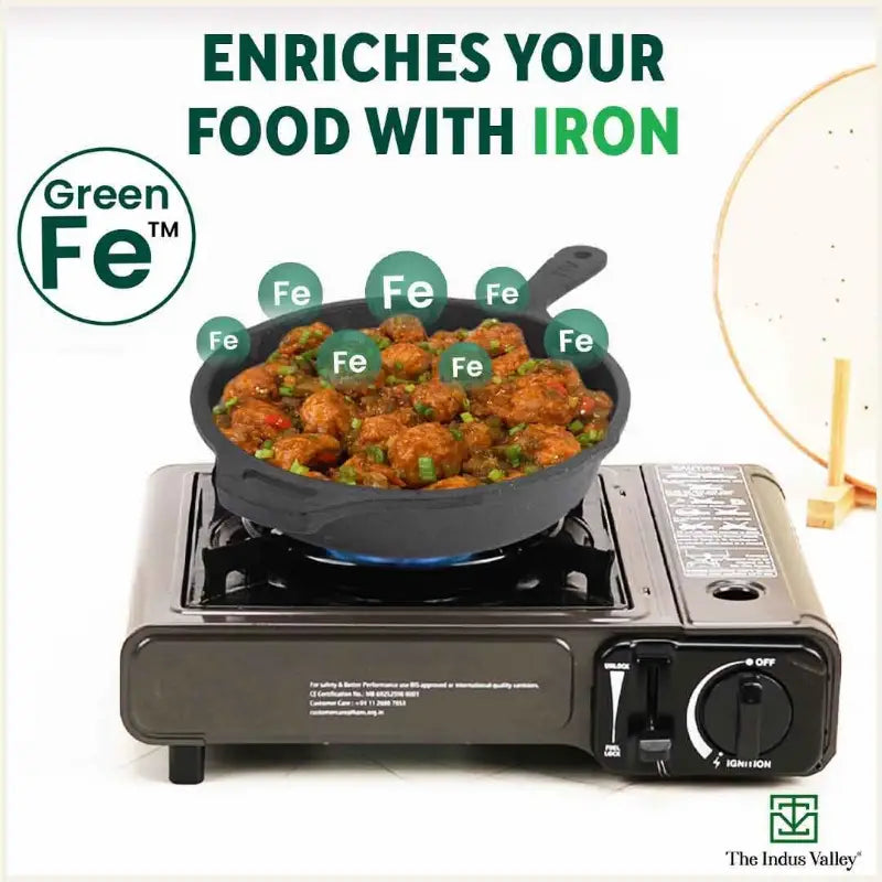 The Indus Valley CASTrong Cast Iron Cookware Set: Tawa+ Kadai+ Frypan, Kitchen Set for Home, Pre