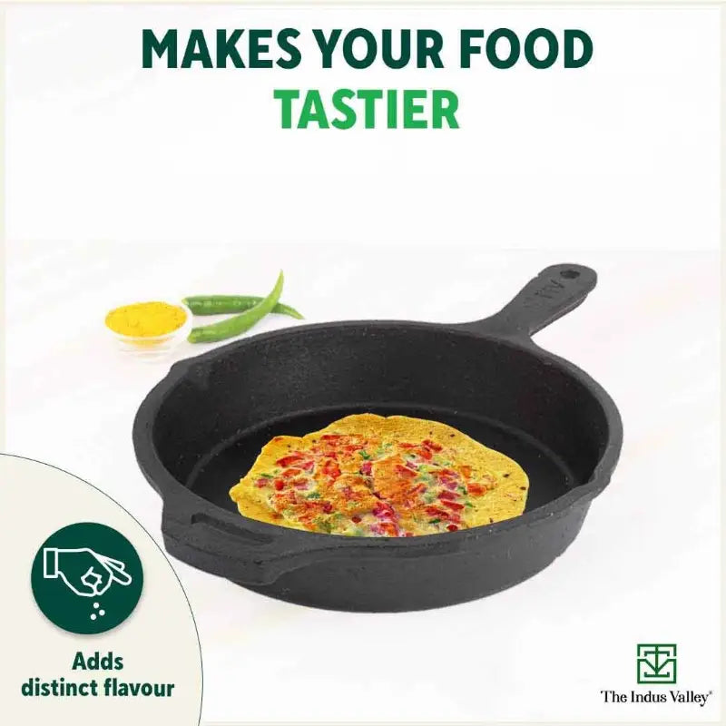 The Indus Valley CASTrong Cast Iron Cookware Set: Tawa+ Kadai+ Frypan, Kitchen Set for Home, Pre