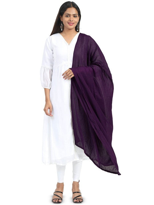 Women Cotton PomPom Border Dupatta