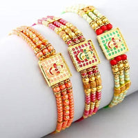 Thumbnail for Set of 3 Meenakari Rakhi and Kaju Katli Box