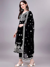 Thumbnail for Women Chikankari Kurta Set with Trousers & Dupatta