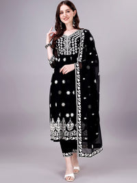 Thumbnail for Women Chikankari Kurta Set with Trousers & Dupatta