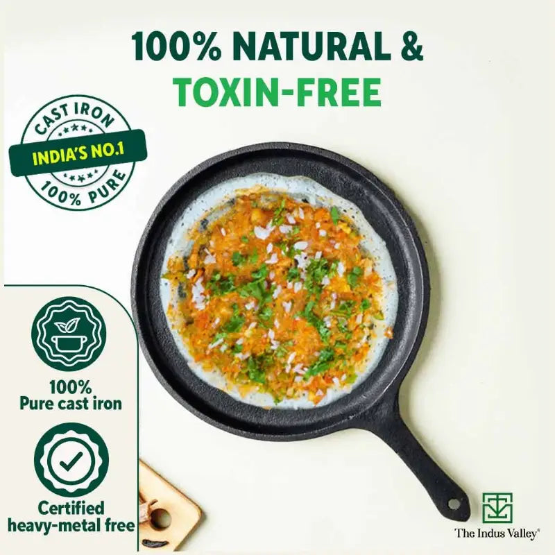 The Indus Valley CASTrong Cast Iron Cookware Set: Tawa+ Kadai+ Frypan, Kitchen Set for Home, Pre