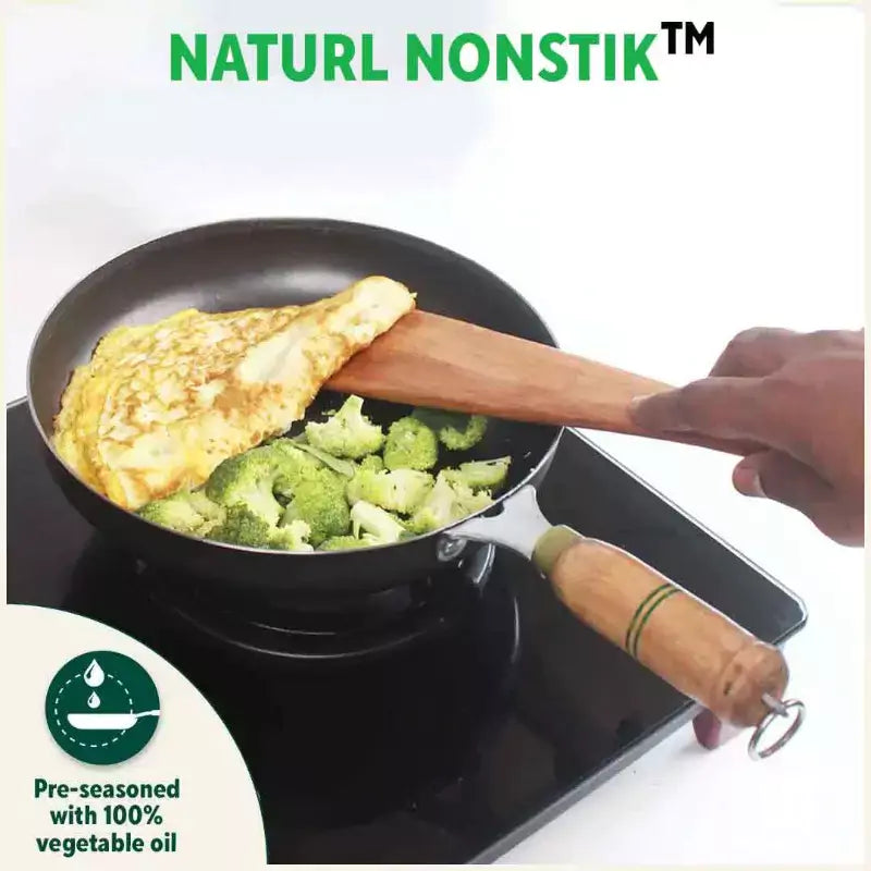 The Indus Valley 100% Pure Iron Cookware Set: Tawa+ Fry Pan+ Wok, Toxin