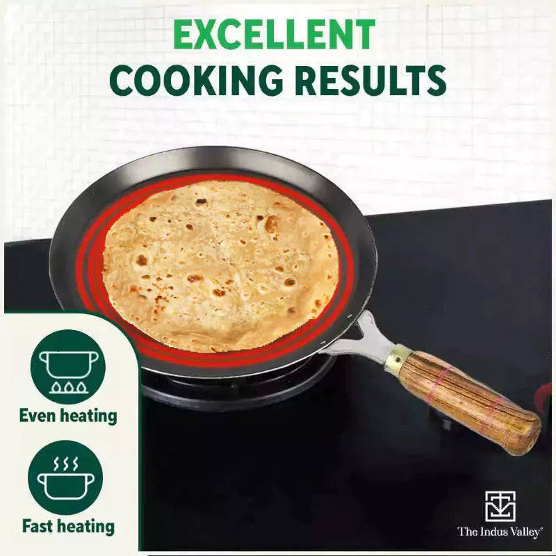 The Indus Valley 100% Pure Iron Cookware Set: Kadai+ Tawa+ Fry Pan, Toxin