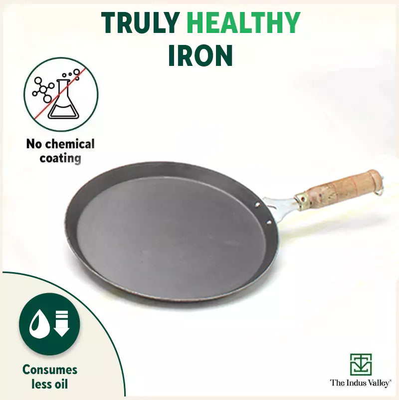The Indus Valley 100% Pure Iron Cookware Set: Kadai+ Tawa+ Fry Pan, Toxin