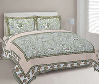 Thumbnail for rudra-bazaar-green-210-tc-cotton-double-king-bedsheet-with-2-pillow-cover