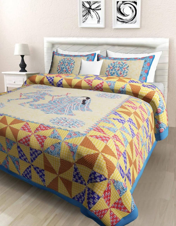 vamika-printed-cotton-tangle-grey-brown-bedsheet-with-pillow-covers-(pm-trangle-grey