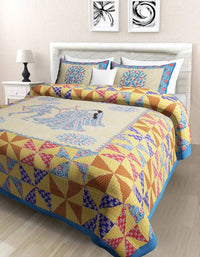 Thumbnail for vamika-printed-cotton-tangle-grey-brown-bedsheet-with-pillow-covers-(pm-trangle-grey