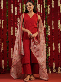 Thumbnail for Women Black Ethnic Motifs Pure Cotton Kurta with Palazzos & Dupatta