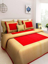 Thumbnail for vamika-printed-cotton-cream-&-red-color-bedsheet-with-pillow-covers-(leoc_gadd_r