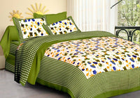 Thumbnail for vamika-printed-cotton-green-floral-bedsheet-with-pillow-covers-(leoc_chkm_g