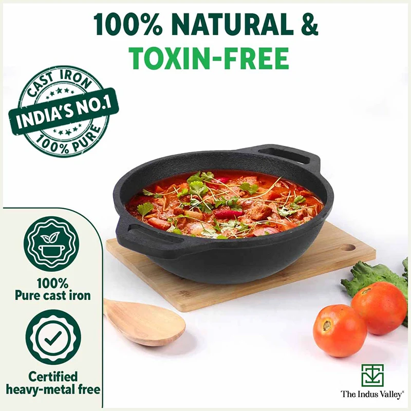 The Indus Valley CASTrong Cast Iron Cookware Set: Tawa+ Kadai (Wok model), Kitchen Set for Home, Pre