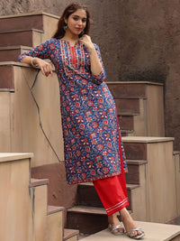 Thumbnail for Floral Printed A-line Calf-Length Kurta
