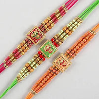 Thumbnail for Set of 3 Meenakari Rakhi and Kaju Katli Box